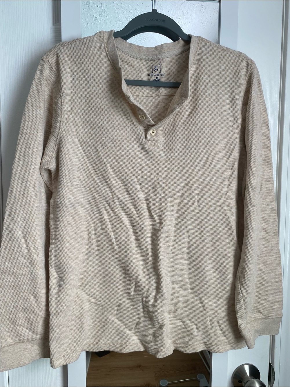 George Men's Crewneck Henley Shirt - Light Beige
